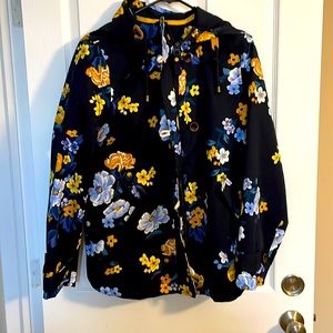 Joules Right as Rain Hooded Floral Jacket with Pockets, Women’s Size 10
